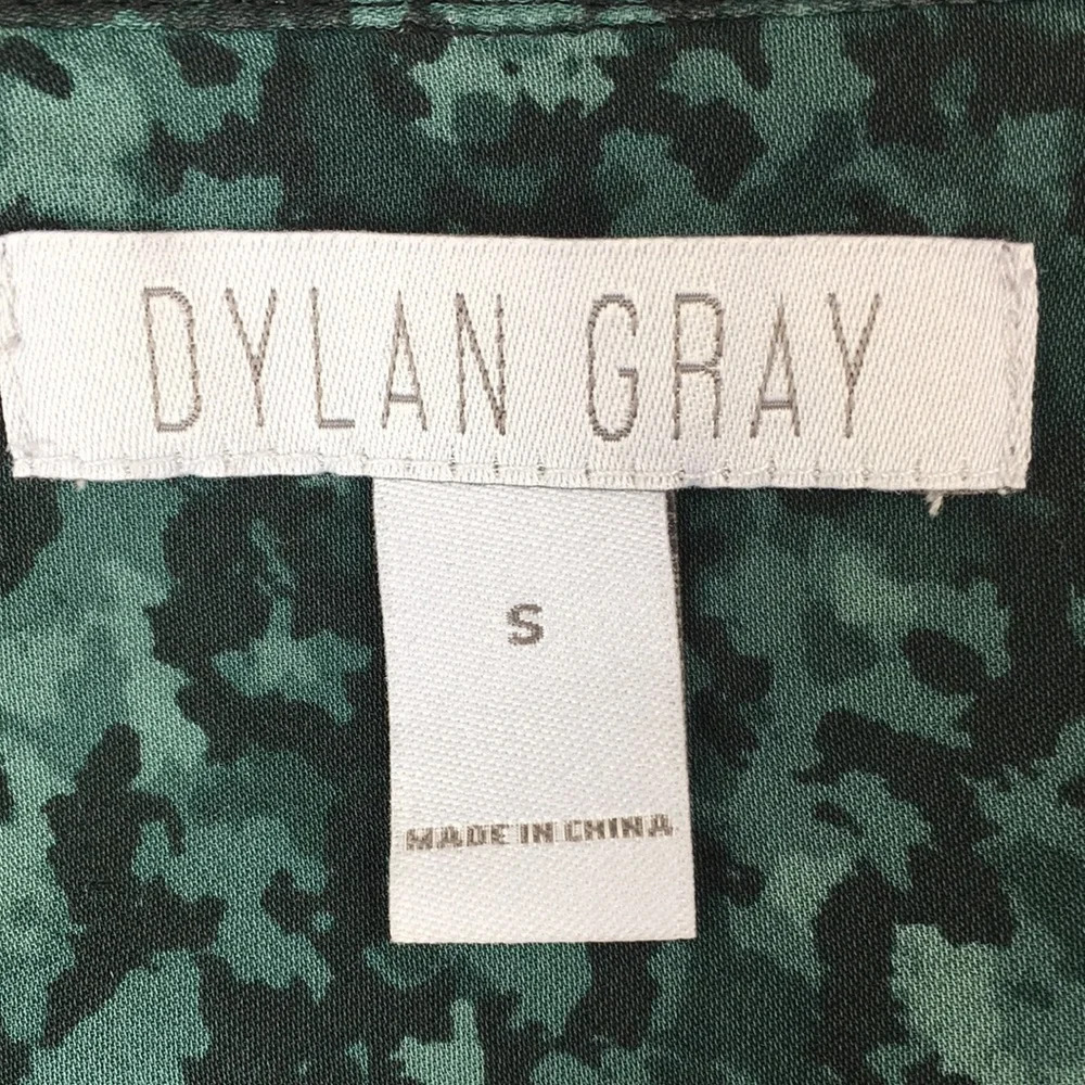 Dylan Gray Green Black Camo Silk Shirt Womens Small Long‎ Sleeve Popover - Picture 5 of 10